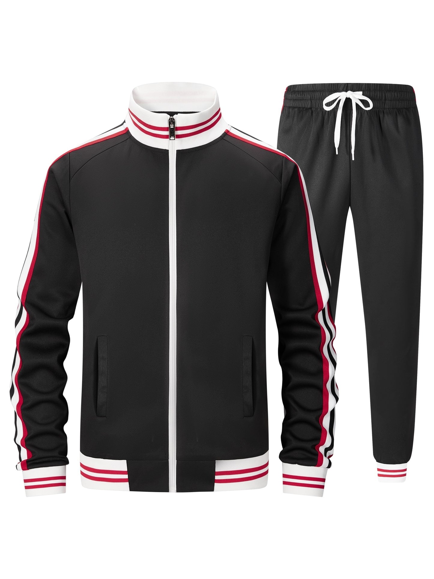 Men Track Suits Sets Long Sleeve Full-zip Sweatsuit Active Jackets And Pants 2pcs Outfits