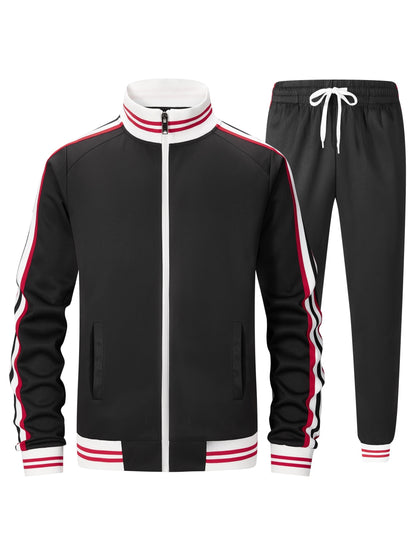 Men Track Suits Sets Long Sleeve Full-zip Sweatsuit Active Jackets And Pants 2pcs Outfits