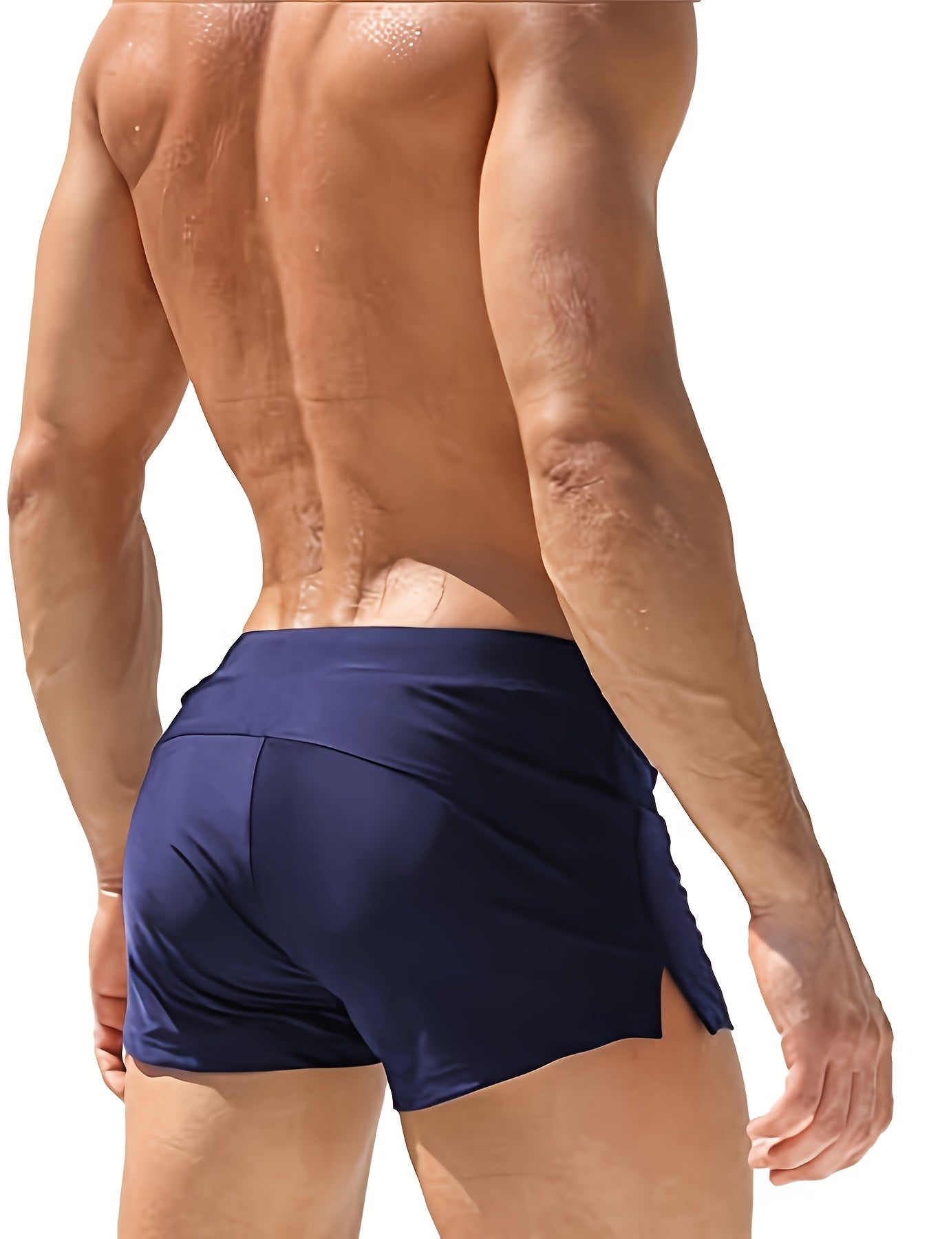 Men'S Fast-Drying Swim Shorts Featuring a Zippered, Available in Solid Colors, Perfect for The Beach And Pool, Equipped with a Waistband