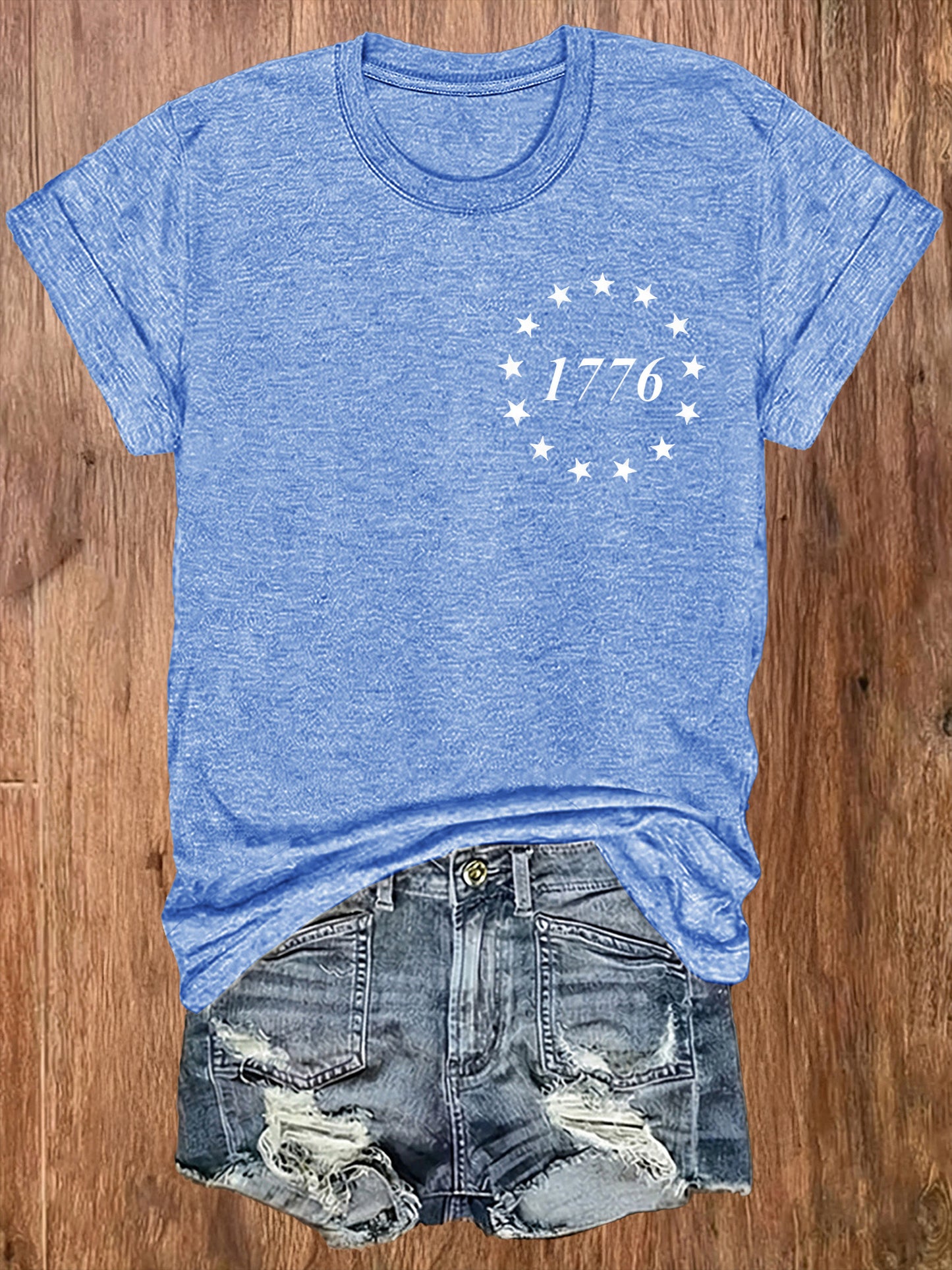 Women' US Flag T-Shirt with 1776 Design & American Symbols - Breathable Short Sleeve Top, Casual Streetwear Blouse-Compatible for - Wear Suitable for Fall Outfits, 4th of, Casual Attire, Machine Washable Non-