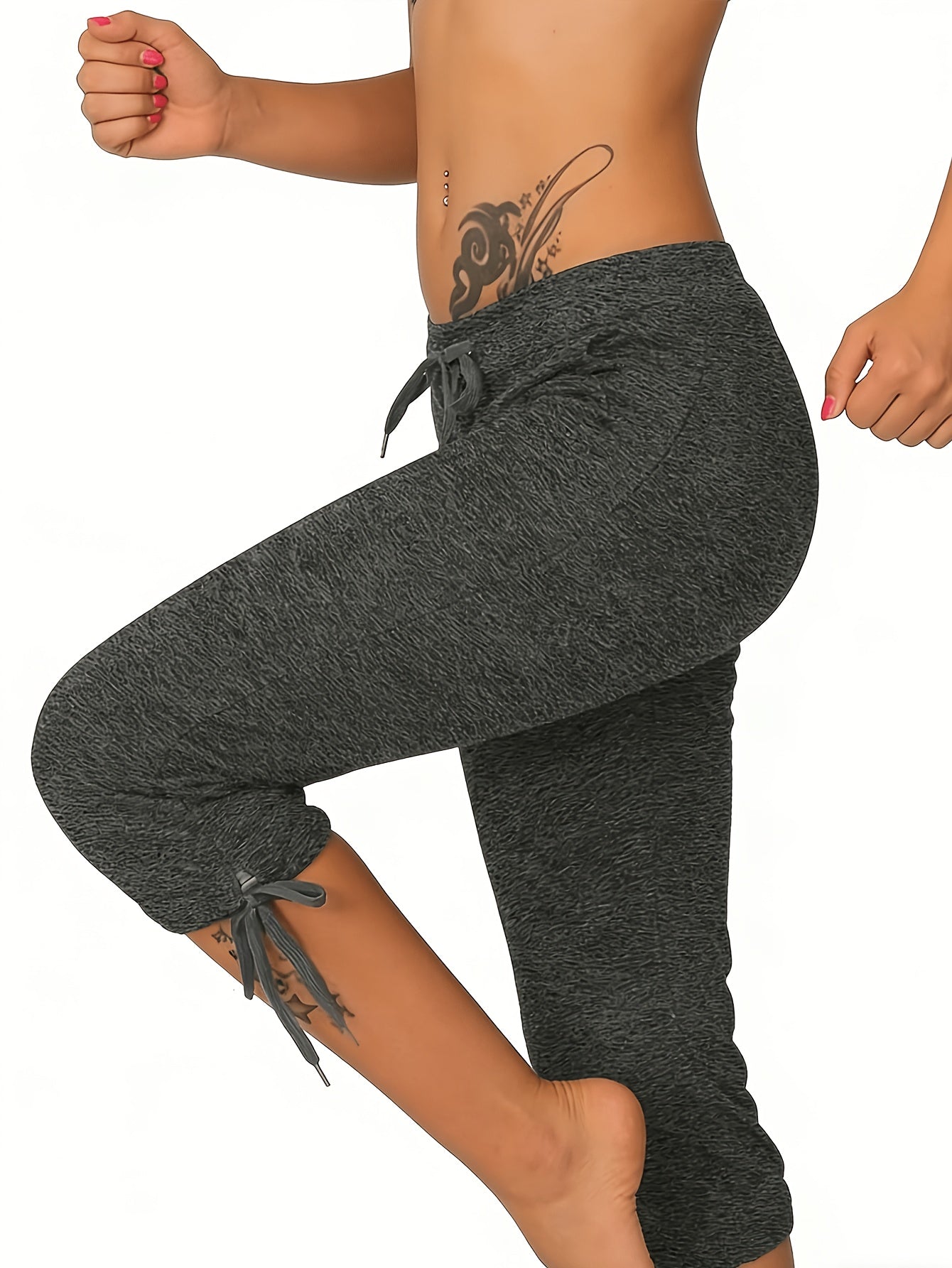(Pack Of 4) Women'S Lightweight Cropped Trousers With Drawstring Waist - Casual Trousers, Comfortable And Stylish Everyday Trousers For Spring And Summer | Loose Fit Trousers | Casual Style Trousers