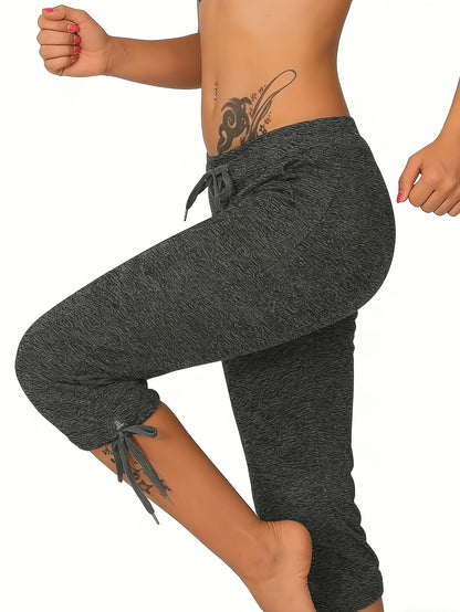 (3 Pack) Women's Lightweight Cropped Trousers with Drawstring Waist - Casual Trousers, Comfortable And Stylish Everyday Trousers for Spring And Summer | Loose Fit Trousers | Casual Style Trousers