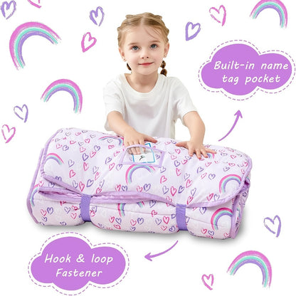 Toddler Nap Mat - Rolled Pillow and Blanket Set