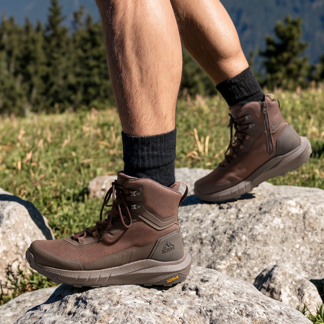 NORTIV 8 Men's Tactical Hiking Boot Lightweight Boots for Work All Day Side Zipper Motorcycle Combat Boot Arch Support 8 Inches