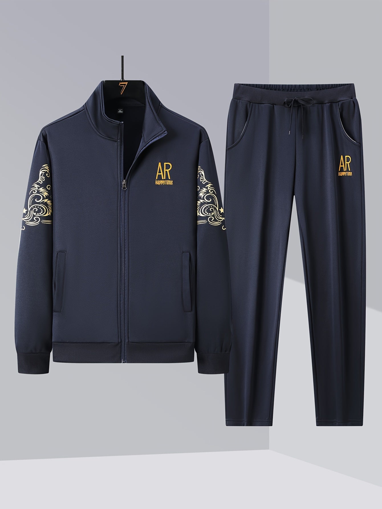 Spring And Autumn Style Men'S Zipper Open Cardigan Sports Suit