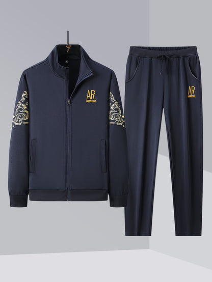 Spring And Autumn Style Men'S Zipper Open Cardigan Sports Suit