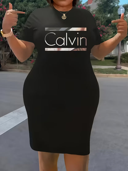 Plus Size Maternity Dress| Comfortable Knee-Length Tee Dress for Pregnant Women