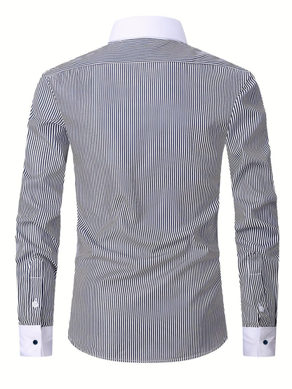 2025 New Men'S French Shirt Double-Barrel Sleeve Business Formal with Premium Cufflinks, Wedding Banquet Office Elegant Slim Fit
