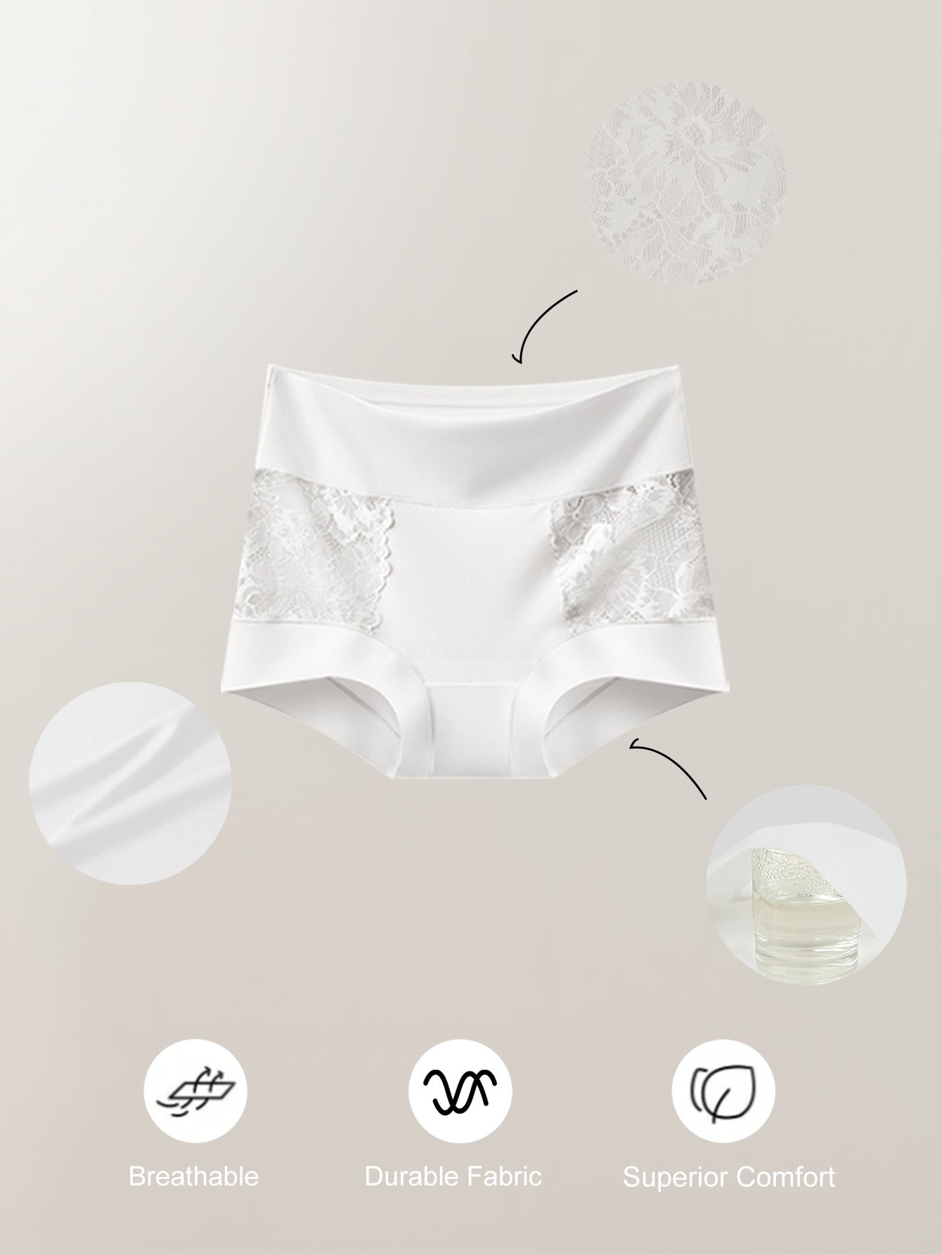 A Set of Four Stylish And Romantic Women'S Panties with Floral Lace Edges. They Are Trendy, Comfy, And Allow for Airflow. Perfect for Wearing As Outer Garments, Ideal for Vacations, And Suitable for Any Season. Budget-Friendly Underwear