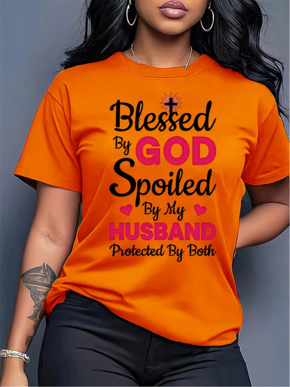 Women's Apricot Polyester Printed Short-Sleeve T-Shirt - product view 2