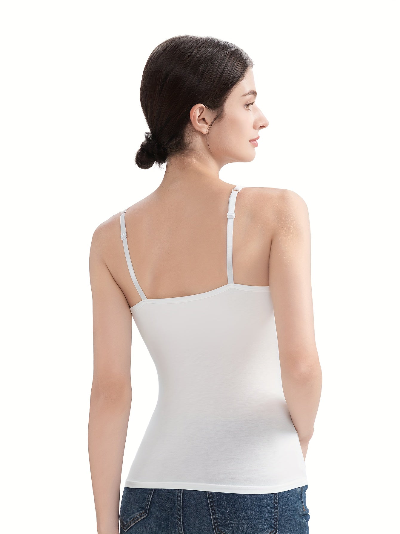 3pcs Pack Women'S Camisole Tank Tops with Built-In Bra, Seamless Design, Adjustable Straps, Layering Basics, Suitable for Spring, Autumn & Summer Outerwear Solid Colors, Layering And Outerwear