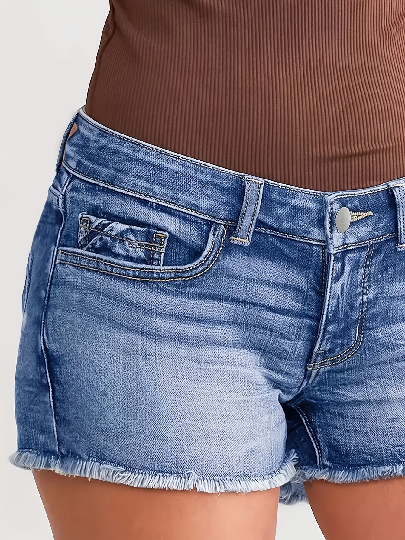 Women's Peacock Blue Denim Denim Shorts - product view 3