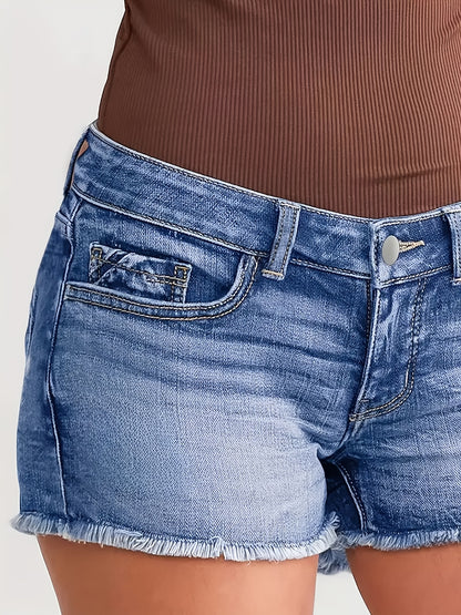 Women's Peacock Blue Denim Denim Shorts - product view 3