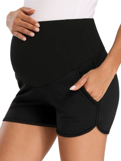 FABRACK Fashion Women's Maternity Shorts Over Belly Bottoms With Pockets Pregnancy Pajama Lounge Workout Running Shorts