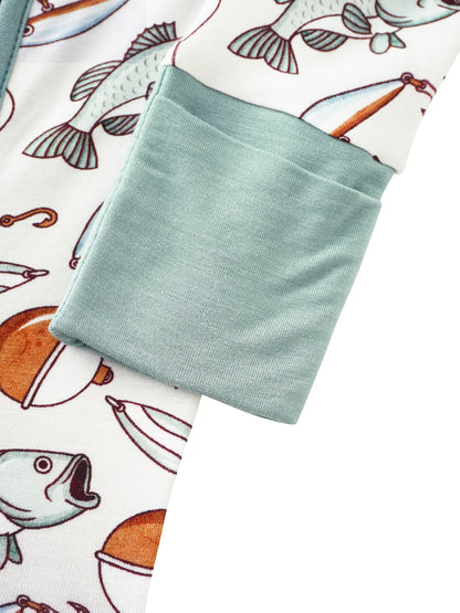 POSHTOT Newborn Baby Jumpsuit, Fish Jump Dragon Gate, Bamboo Fiber Baby Clothes, Suitable for 0-24 Months, for Outdoor Games, Full-Length Zipper, Baby Items., Perfect for Outdoor