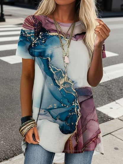 New Fashionable Women'S T-Shirt for Spring/Summer with Artistic Versatile Prints