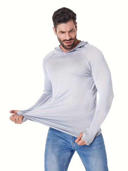 TELALEO 5pcs Men's Athletic Hoodies Long Sleeve Quick Dry Running Shirts with Thumb Holes Lightweight Rash Guards for Fishing