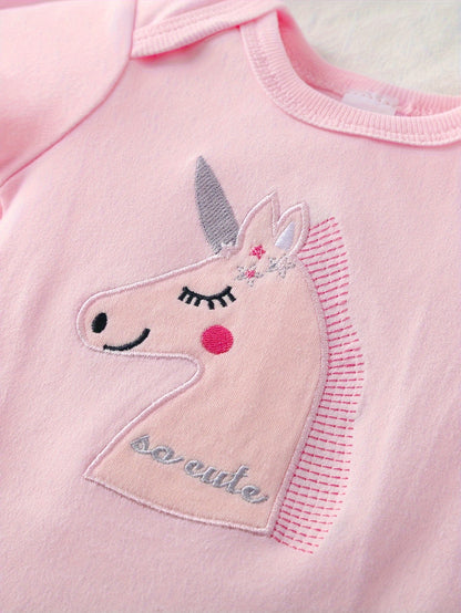 5pcs Infant's short sleeve onesie pegasus cotton for summer