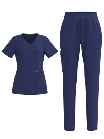 PandaFlex 4 Way Stretch Women Scrub Set Modern Fit V-Neck Top & Multi Pocket Pants 3371