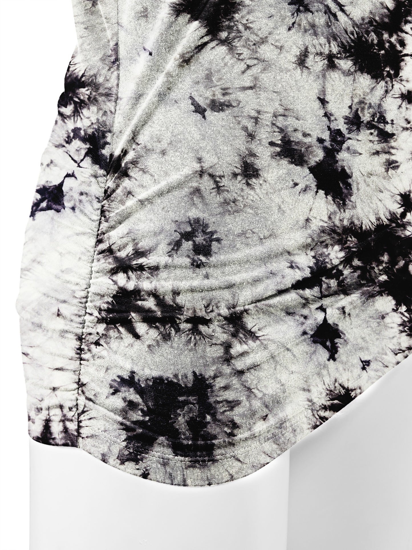 Women's Short Sleeve V Neck Tie-Dye Dolman Top w/Side Shirring