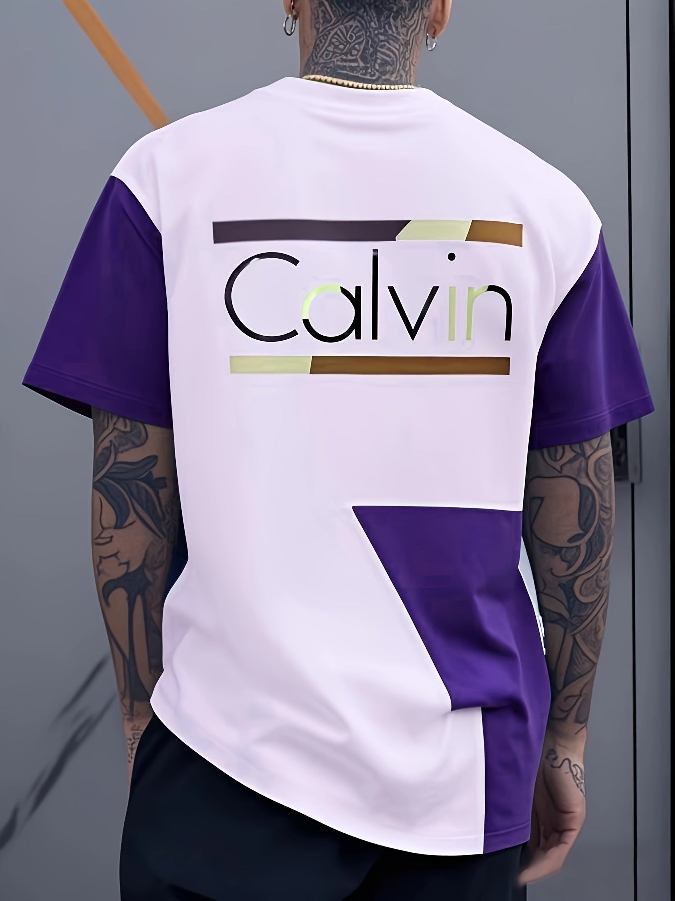 Men's Large Size Oversized T-Shirt - Full-Body 3D Letter Print Modern Typography Top, Loose Fit Round Neck Short Sleeve Casual Shirt Suitable for Spring/Summer Wear, Durable Digital Print Blouse Style for Tall Males (Machine Washable), PLUS SIZE