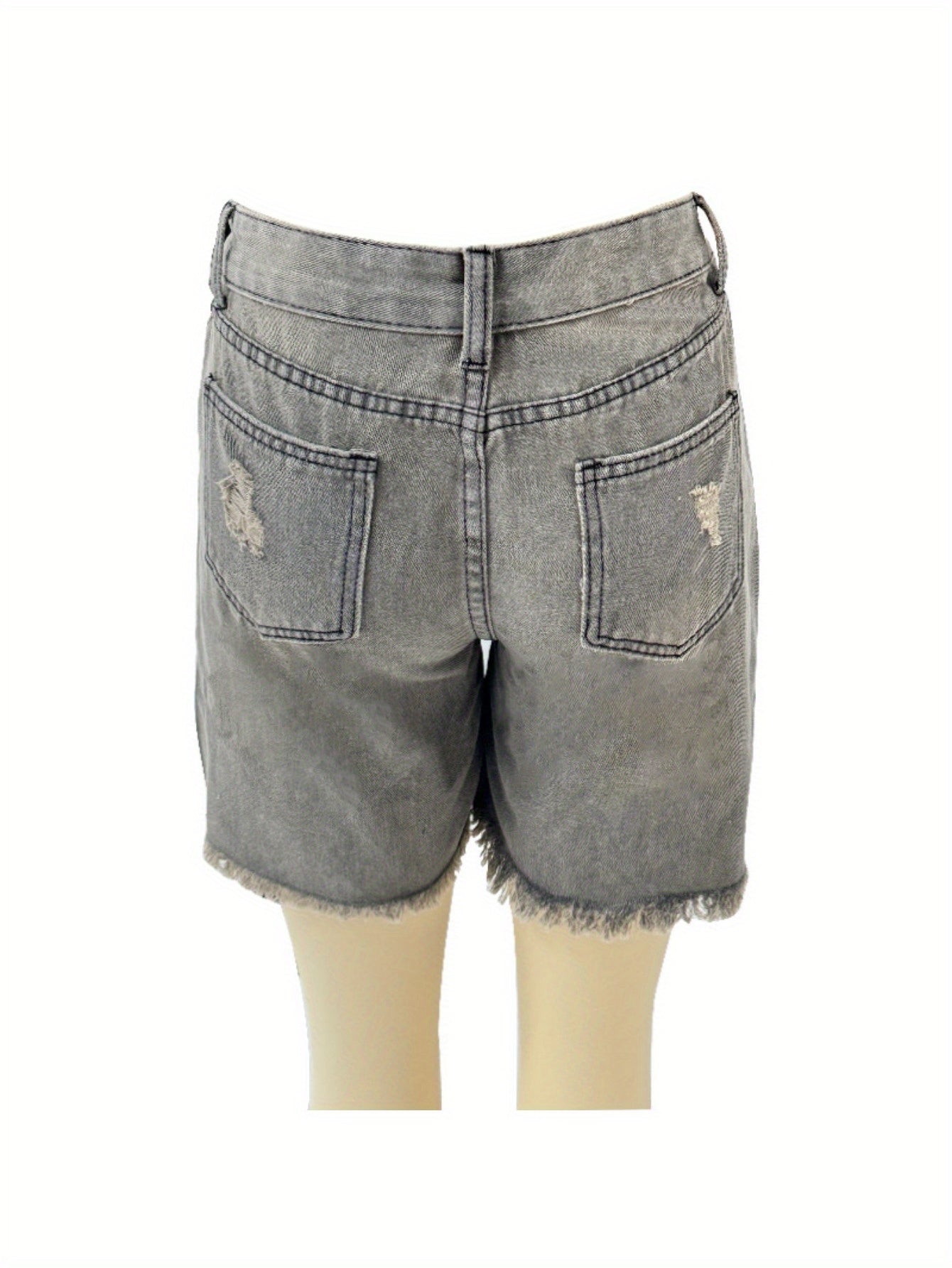 Women'S Distressed Denim Shorts: Featuring a Frayed Hem, High Waist, Slim Fit, Stylish & Trendy, Ideal for Summer, Eye-Catching Design!