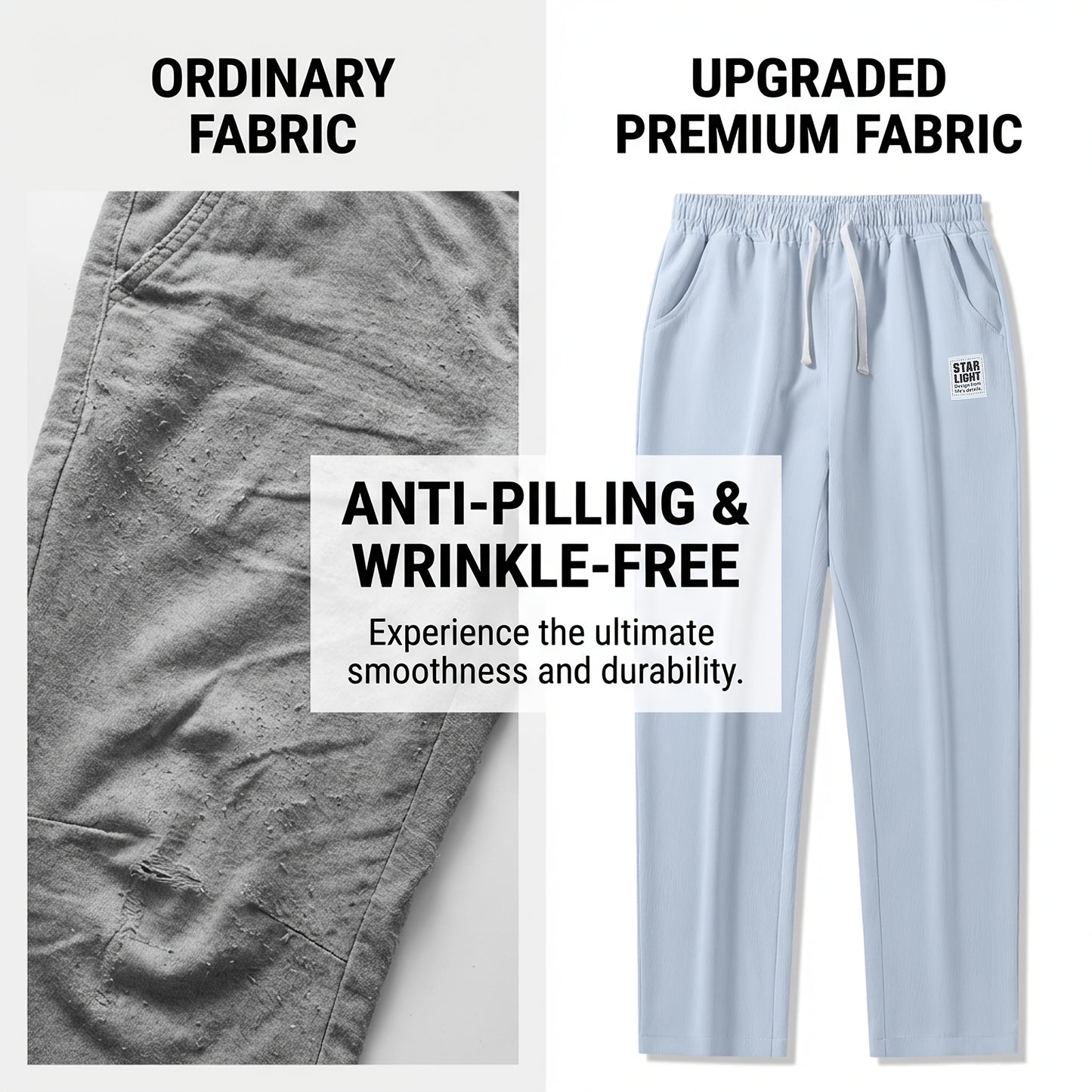 Men's 3pcs Casual Pants Lightweight Breathable Drawstring Waist Trousers for Beach, Vacation & Summer Daily Wear
