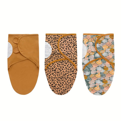 3-Pack Newborn Swaddling Blankets - Womb-Like Wrap Design