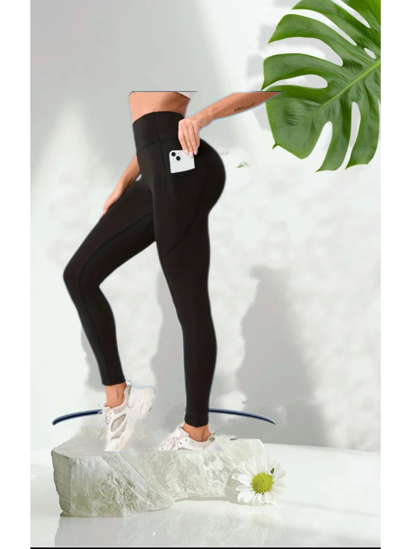 k910 Womens High-Waist Pocket Yoga Pants - Solid Color Stretch Fitness Leggings - Squat-Proof, Breathable Activewear with Secure Pockets for Convenience and Styls
