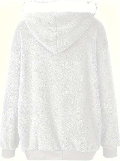 Autumn Winter Teddy Bear Jacket with Color Block and Zipper