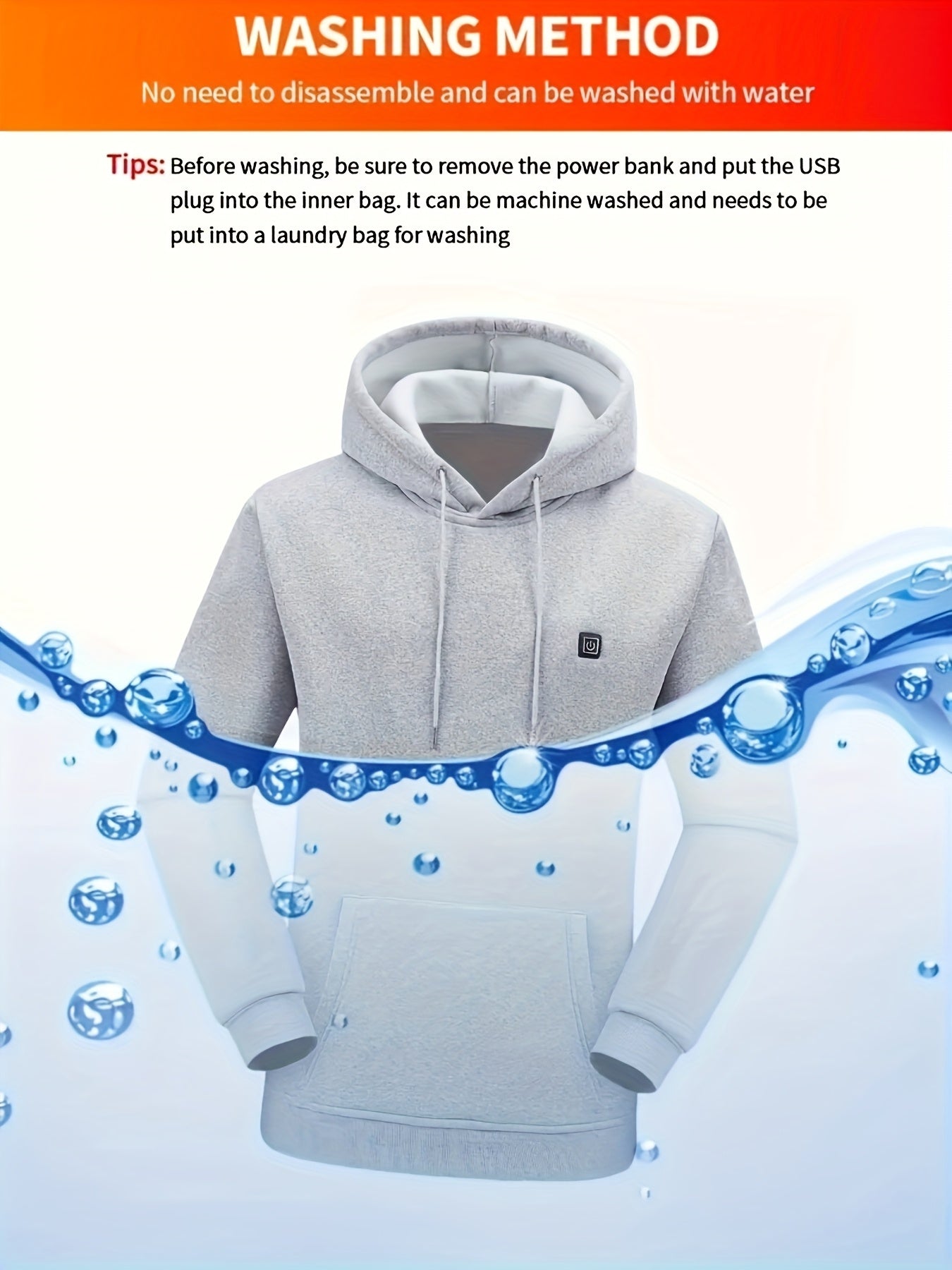 Men's Heating Hoodie with 9 Heating Zones, Electric Heating Sweatshirt, Winter Thermal Pullover Sweater Fall/Winter Essential Hoodie (Battery Not Inculded)