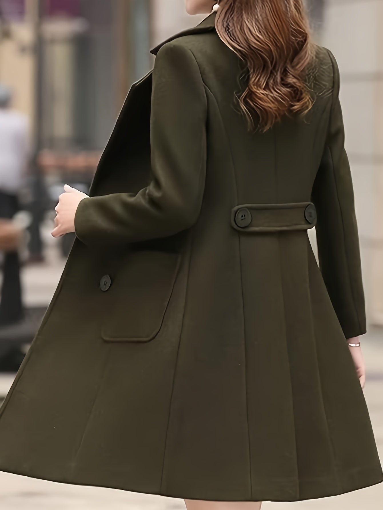 Mid-Length Coat for Women Featuring a Double-Breasted Lapel Design, Perfect for Winter