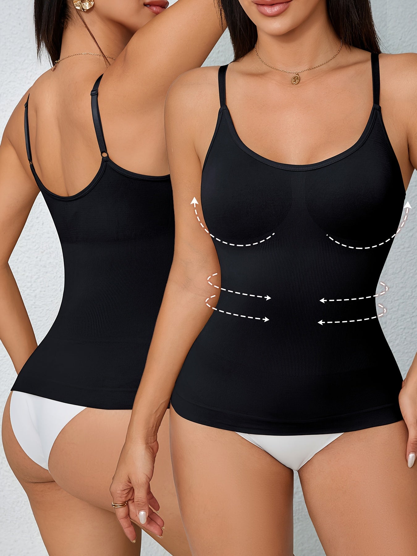 2pcs Women'S Waist Cinching Tank Top, Tight Fitting Waist Cinching Body Shaping Sleeveless Top With Adjustable Shoulder Straps, Body Shaping Tank Top