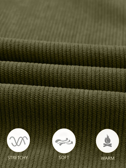 Men'S Solid Corduroy Straight Pants, Retro Pocket And Drawstring Waist, Breathable All-Season Trousers, Casual Daily And Workwear, Machine Washable, Comfortable Straight Fit Pants for Daily Activities
