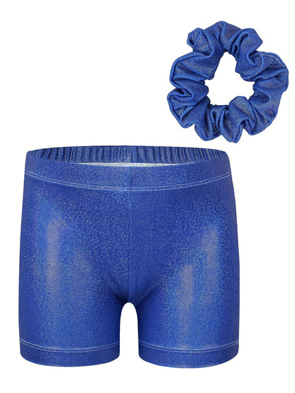 Set of 3 Girls' Leotards Featuring Shorts And a Hairband, Designed with a Gradient Contrast, Diamond Decorations, And Sleeveless Style, Perfect for Ballet Dance Performances