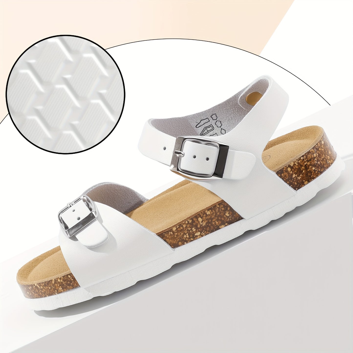 Cork Beach Slip-On Sandals with a Buckle, Lightweight And Non-Slip