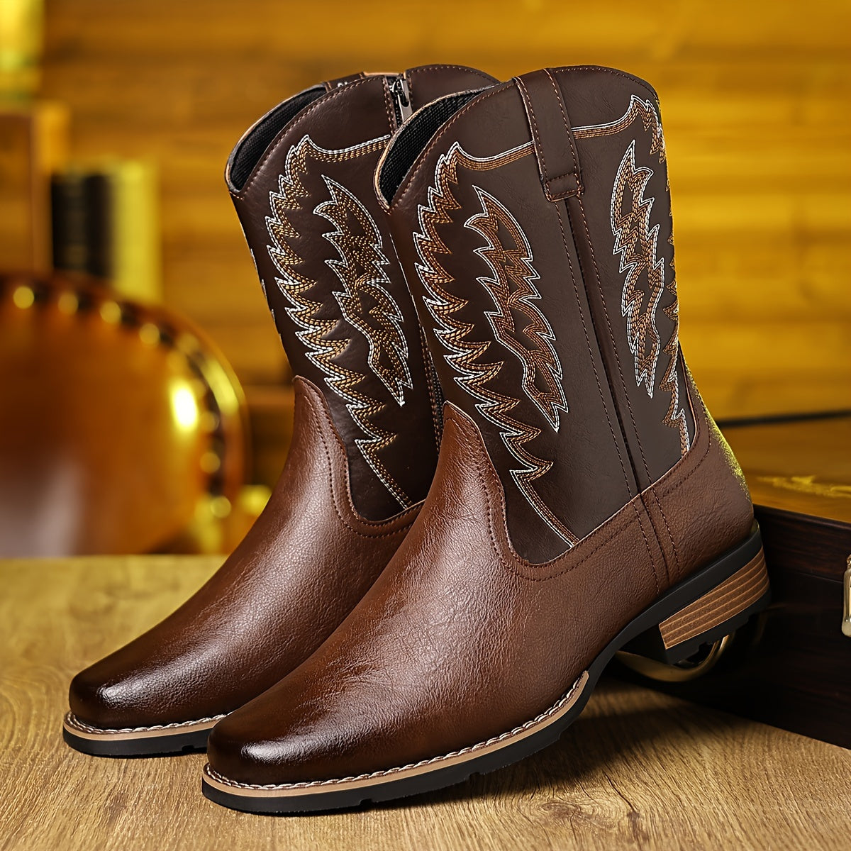 CKYF Western Cowboy Men's High-Top Embroidered Boots