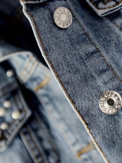 Women's Blue Denim Long-Sleeve Denim Jacket - product view 2