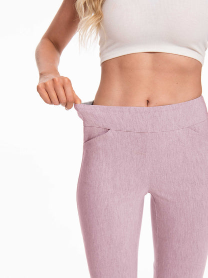 Women'S Pull-On Stretch Ankle Pants, High Waist Wide Waistband, Slim Straight Leg Fit, Side Pockets, Smooth Soft Fabric, Comfortable Work Dress Pants, Business Casual Office Career, Travel Commuter, Everyday Basics, Flattering Tailored Look