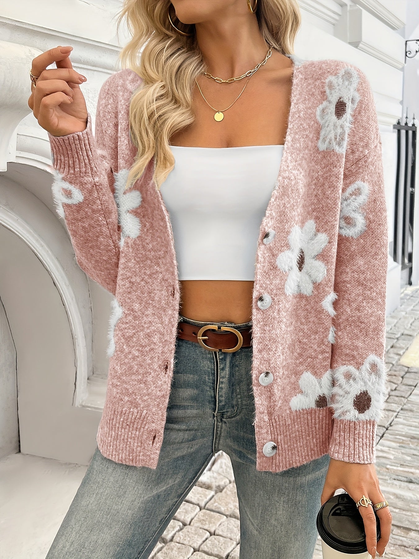 Autumn And Winter Fashion Queen Tops Long Sleeve V-Neck Casual Sweater Cardigan Women
