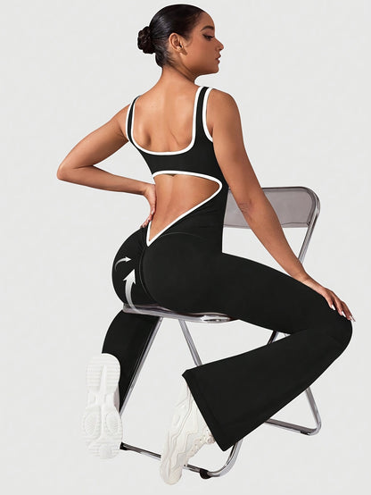 2pcs Women Flare Jumpsuit, Square Neck Hollow Out Backless Sexy Hip Folds, for And Daily Wear Women'S First Choice for Christmas And Thanksgiving Gifts