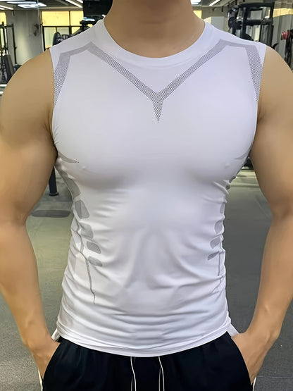 3pcs Men'S Compression Quick-Dry Tank Top: Offered in Black, White, And Gray. Features a Round Neck And Sleeveless Style. Provides Breathability And Comfort. Fits Snugly on Muscles. Ideal for Fitness Ball Games, Running, Cycling, Plus Size