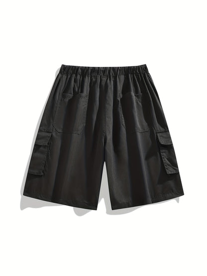 2pcs Men's Cargo Shorts, Multi-Pocket Loose Fit Utility Shorts, Durable Outdoor Hiking Tactical Shorts, Summer Casual Relaxed Fit Work Shorts with Flap Pockets