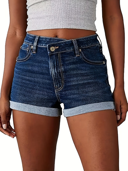 Design of Multicolored Asymmetric Closure Rolled Hem Elastic Shorts