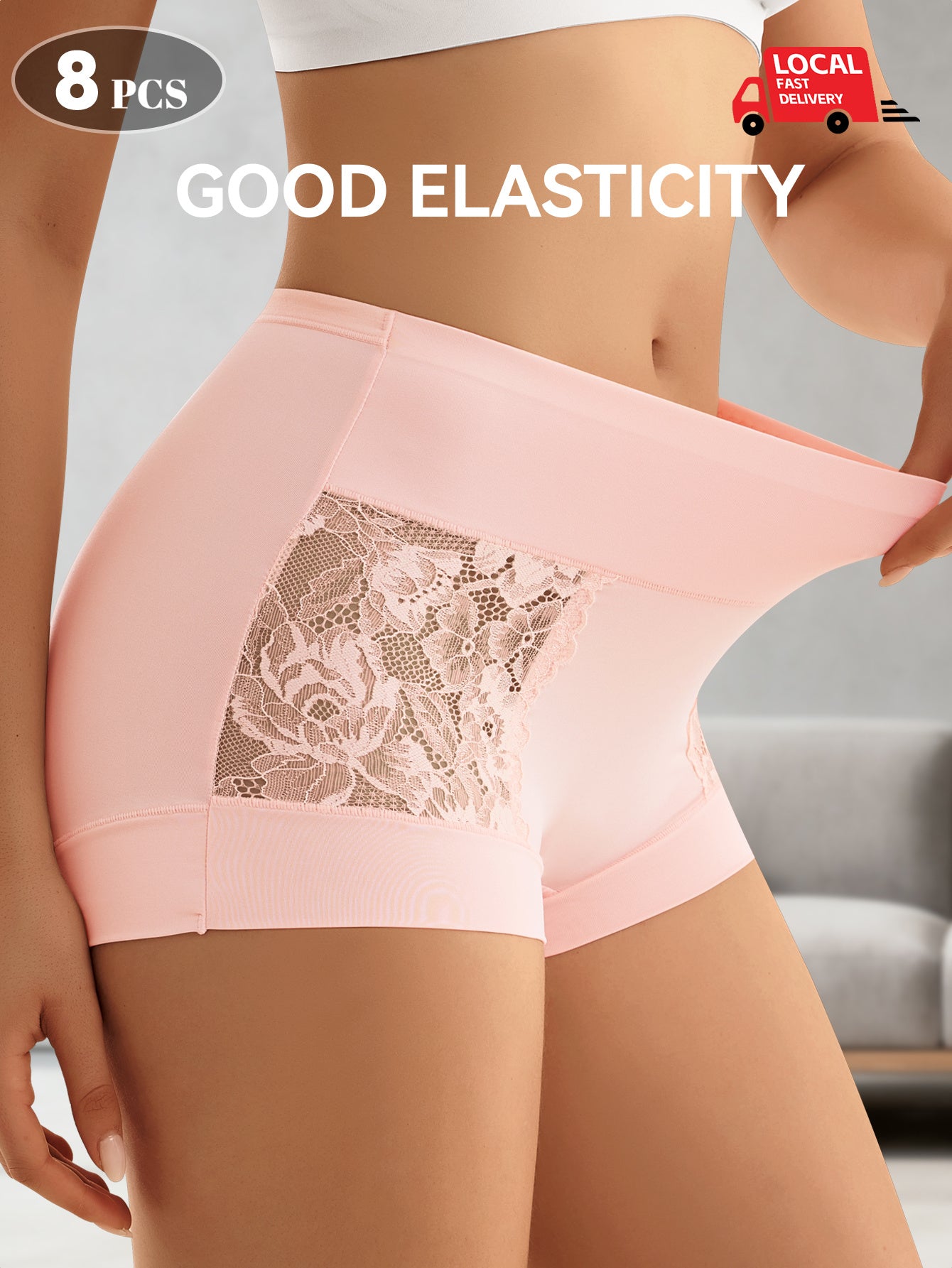 8-Pair High-Waisted Women'S Lace Underwear. The Lace Is Made of a Flower Pattern And Is Both Sexy And Breathable. The Wide Waistband And Flat Crotch Design Helps to Flatten The Abdomen And Lift The Buttocks. It Is Suitable for Couples' Date Outfits.