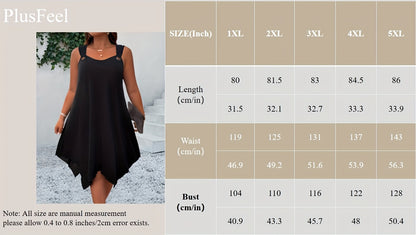 Plus Size - Plus Size Solid Irregular Hem Cami Dress, Casual Vacation Sleeveless Dress For Spring And Summer, Women'S Plus Size Clothing.