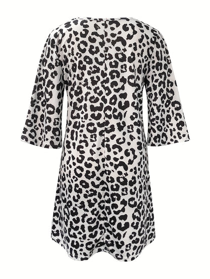 Autumn And Winter Directional New Leopard Print Women's Clothing Commuter Style Elegant Dress