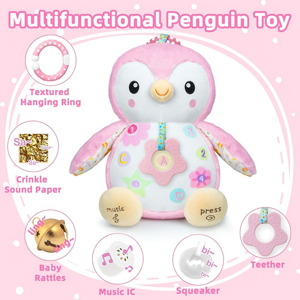 Penguin Baby Plush Toy with Rattle – Crinkle Sensory Soother
