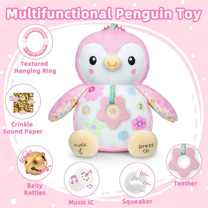 Penguin Baby Plush Toy with Rattle – Crinkle Sensory Soother