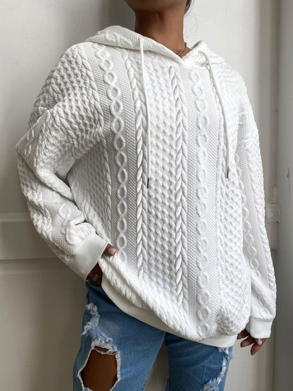 2025 Fall/Winter Hot! American Solid Color Cable Hoodie for Women, Loose Retro Top, Lazy Style, Versatile for Streetwear And Daily Wear